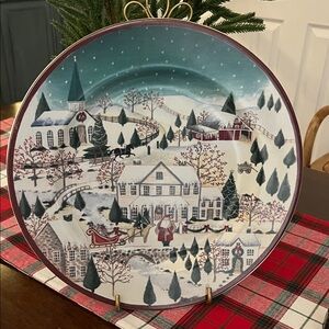 Vintage Block Father Christmas Decorative Plate